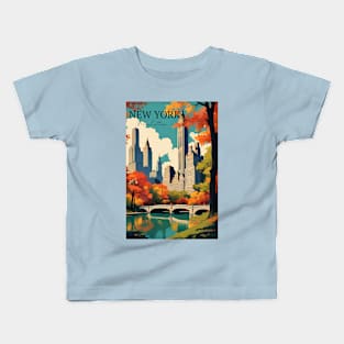 Manhattan New York Travel Poster Kids T-Shirt